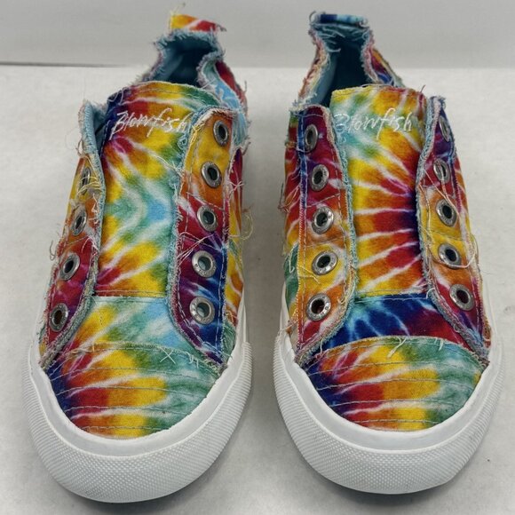 Blowfish Malibu Womens Size 8 Rainbow Tie Dye Play Sneakers Slip On Canvas - Picture 2 of 12